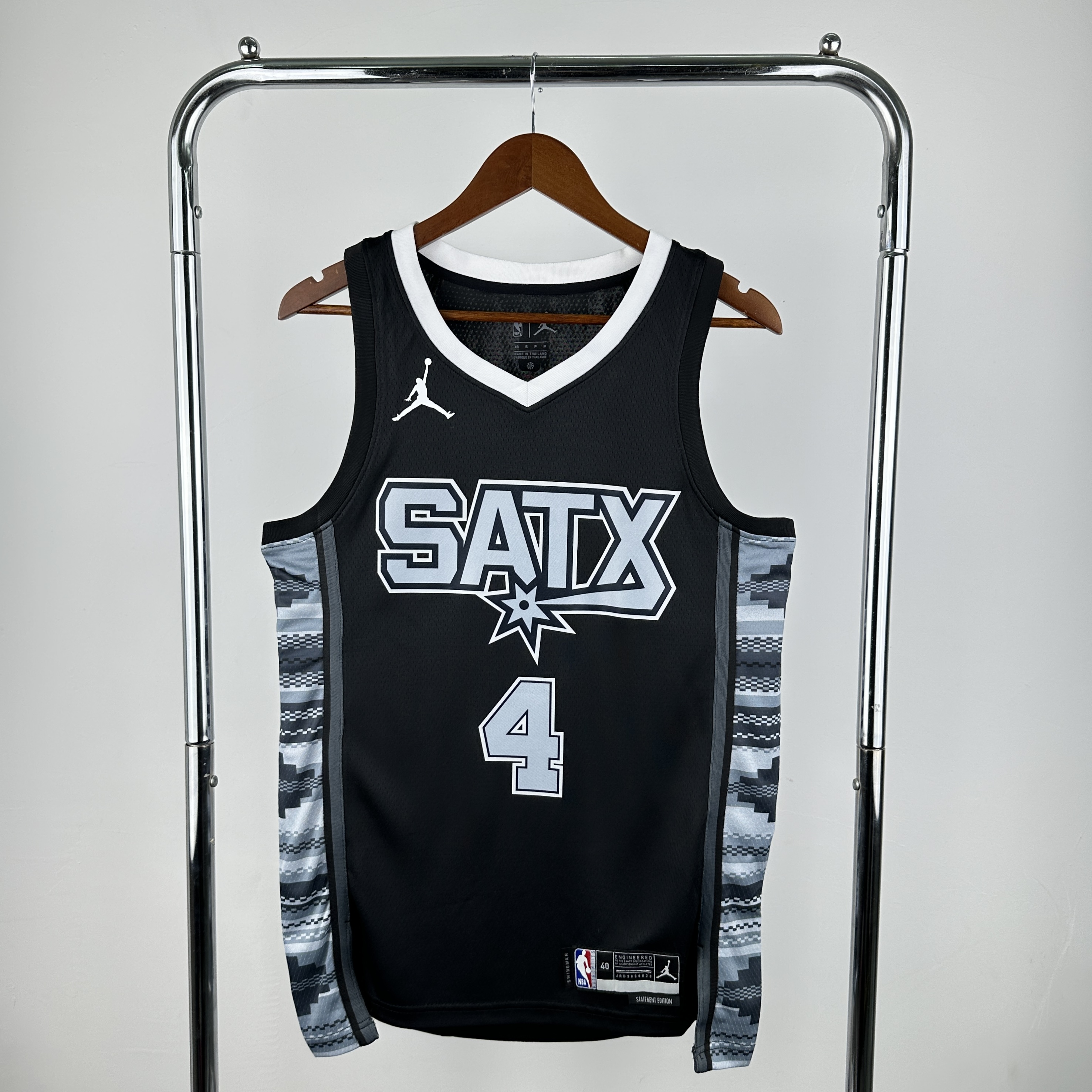 Men San Antonio Spurs #4 Fox Black Jordan style 2025 NBA Jersey